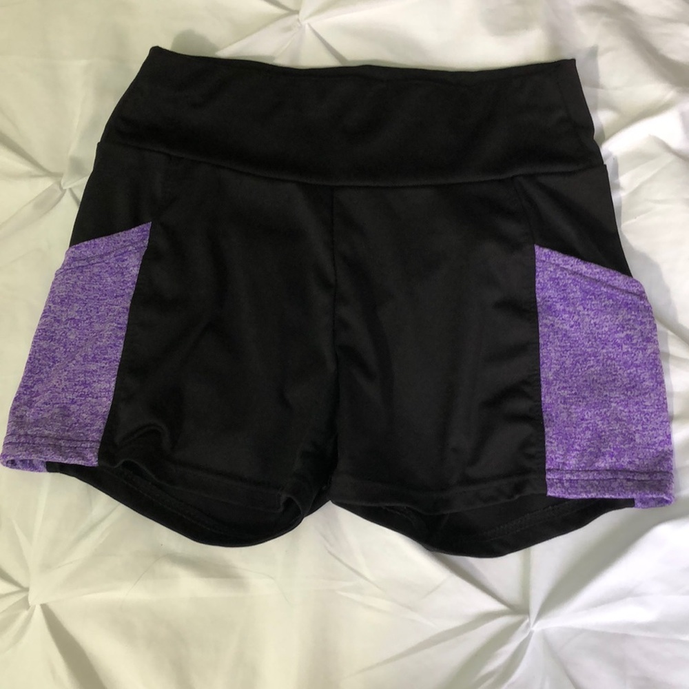 Black and purple shorts, size medium